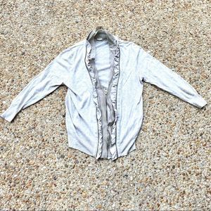 J. Crew Pima Cotton Wool Silk Blend Gray Full Zip Sweater Size Small